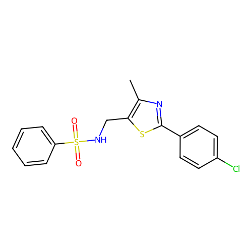 N-{[2-(4-chlorophenyl)-4-methyl-1,3-thiazol-5-yl]methyl}benzenesulfonamide structure