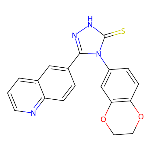 4-(2,3-dihydro-1,4-benzodioxin-6-yl)-5-(6-quinolinyl)-4H-1,2,4-triazole-3-thiol structure