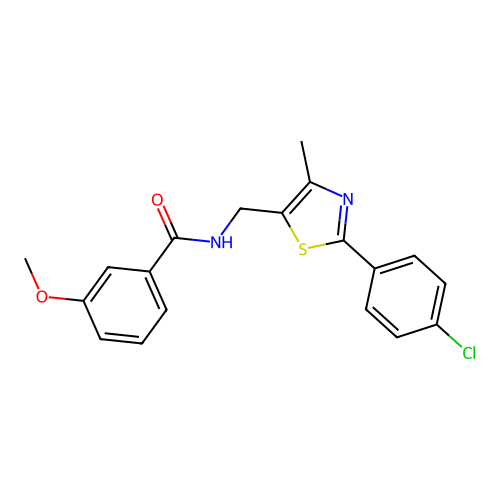 N-{[2-(4-chlorophenyl)-4-methyl-1,3-thiazol-5-yl]methyl}-3-methoxybenzamide structure