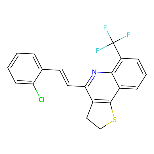 4-[2-(2-chlorophenyl)ethenyl]-6-(trifluoromethyl)-2,3-dihydrothieno[3,2-c]quinoline structure