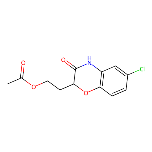 2-(6-chloro-3-oxo-3,4-dihydro-2H-1,4-benzoxazin-2-yl)ethyl acetate structure