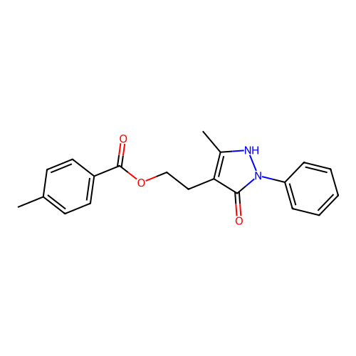 2-(5-methyl-3-oxo-2-phenyl-2,3-dihydro-1H-pyrazol-4-yl)ethyl 4-methylbenzenecarboxylate structure