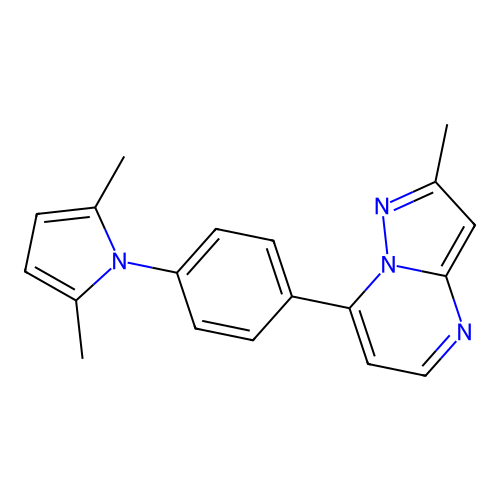 7-[4-(2,5-dimethyl-1H-pyrrol-1-yl)phenyl]-2-methylpyrazolo[1,5-a]pyrimidine structure