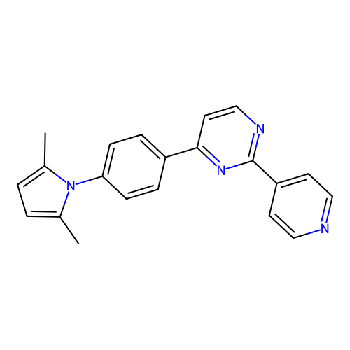 4-[4-(2,5-dimethyl-1H-pyrrol-1-yl)phenyl]-2-(4-pyridinyl)pyrimidine structure