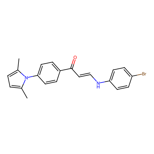 3-(4-Bromoanilino)-1-[4-(2,5-dimethylpyrrol-1-yl)phenyl]prop-2-en-1-one structure