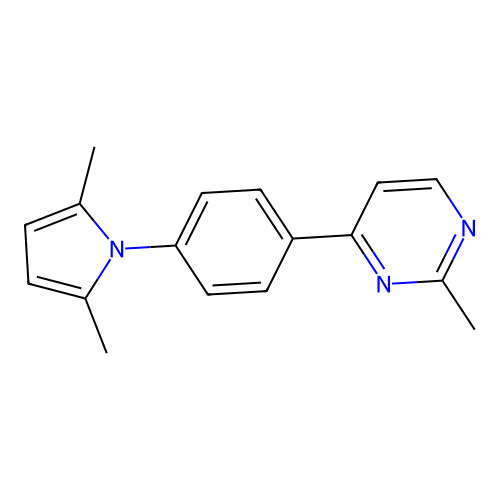 4-[4-(2,5-dimethyl-1H-pyrrol-1-yl)phenyl]-2-methylpyrimidine structure