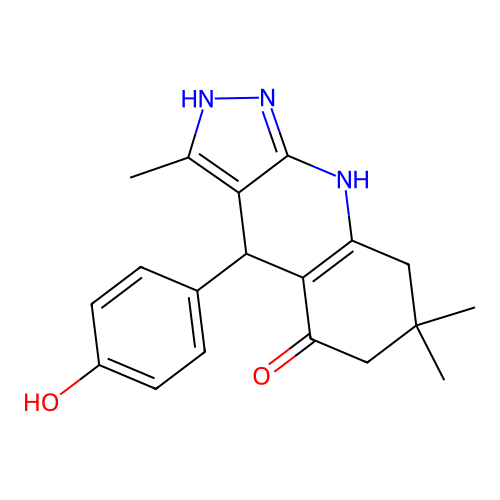 4-(4-hydroxyphenyl)-3,7,7-trimethyl-2,4,6,7,8,9-hexahydro-5H-pyrazolo[3,4-b]quinolin-5-one structure