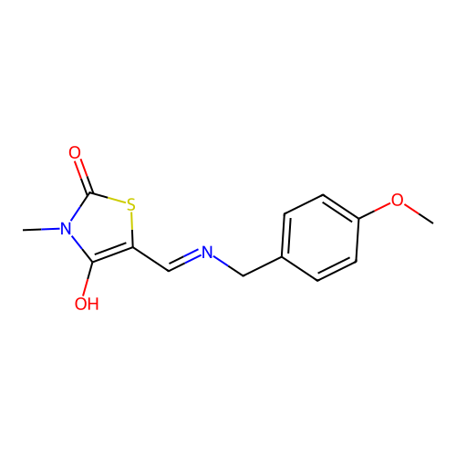 5-{(E)-[(4-methoxybenzyl)amino]methylidene}-3-methyl-1,3-thiazolane-2,4-dione structure