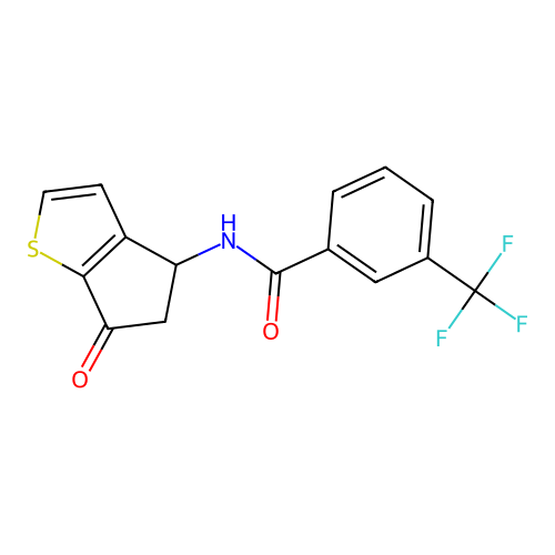 N-(6-oxo-5,6-dihydro-4H-cyclopenta[b]thiophen-4-yl)-3-(trifluoromethyl)benzenecarboxamide structure