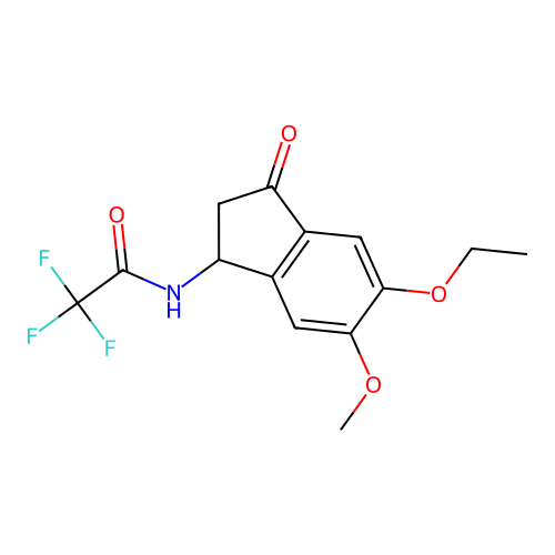 N-(5-ethoxy-6-methoxy-3-oxo-2,3-dihydro-1H-inden-1-yl)-2,2,2-trifluoroacetamide structure