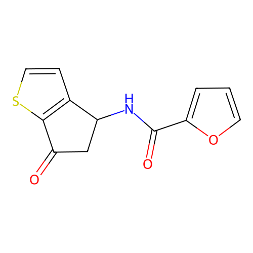 N-(6-oxo-5,6-dihydro-4H-cyclopenta[b]thiophen-4-yl)-2-furamide structure