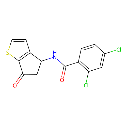 2,4-dichloro-N-(6-oxo-5,6-dihydro-4H-cyclopenta[b]thiophen-4-yl)benzenecarboxamide structure