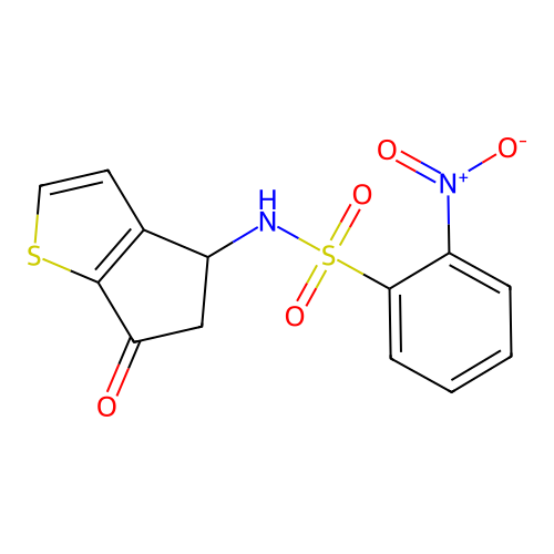 2-nitro-N-(6-oxo-5,6-dihydro-4H-cyclopenta[b]thiophen-4-yl)benzenesulfonamide structure
