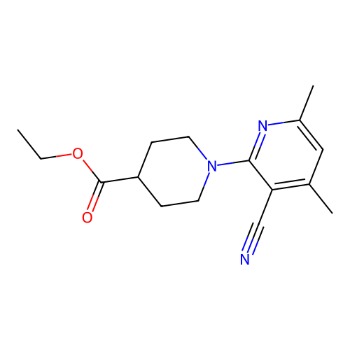 Ethyl 1-(3-cyano-4,6-dimethylpyridin-2-yl)piperidine-4-carboxylate structure
