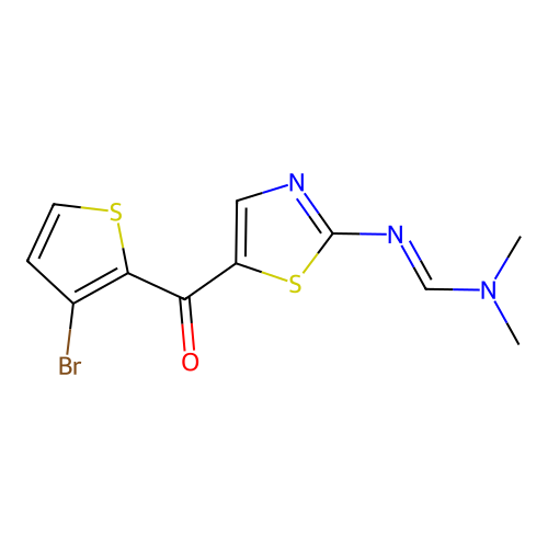 N'-{5-[(3-bromo-2-thienyl)carbonyl]-1,3-thiazol-2-yl}-N,N-dimethyliminoformamide structure