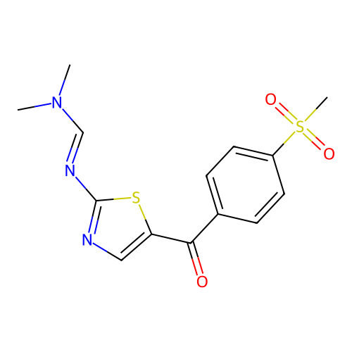 N,N-dimethyl-N'-[5-(4-methylsulfonylbenzoyl)-1,3-thiazol-2-yl]methanimidamide structure