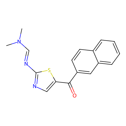 N,N-dimethyl-N'-[5-(2-naphthylcarbonyl)-1,3-thiazol-2-yl]iminoformamide structure
