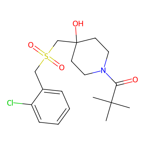 1-(4-{[(2-chlorobenzyl)sulfonyl]methyl}-4-hydroxypiperidino)-2,2-dimethyl-1-propanone structure