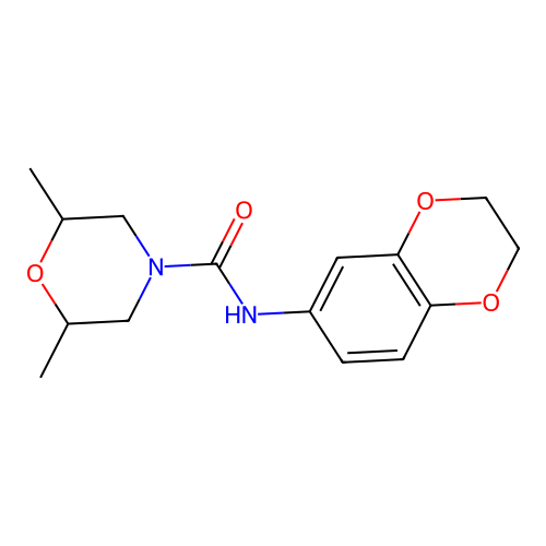 N-(2,3-dihydro-1,4-benzodioxin-6-yl)-2,6-dimethyl-4-morpholinecarboxamide structure