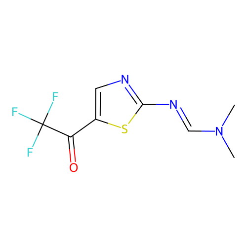 N,N-dimethyl-N'-[5-(2,2,2-trifluoroacetyl)-1,3-thiazol-2-yl]methanimidamide structure