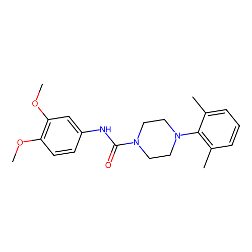 N-(3,4-dimethoxyphenyl)-4-(2,6-dimethylphenyl)piperazine-1-carboxamide structure