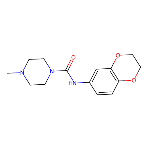 N-(2,3-dihydro-1,4-benzodioxin-6-yl)-4-methyltetrahydro-1(2H)-pyrazinecarboxamide structure