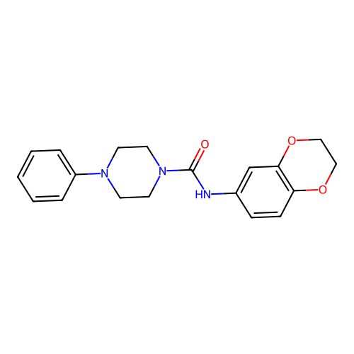N-(2,3-dihydro-1,4-benzodioxin-6-yl)-4-phenylpiperazine-1-carboxamide structure