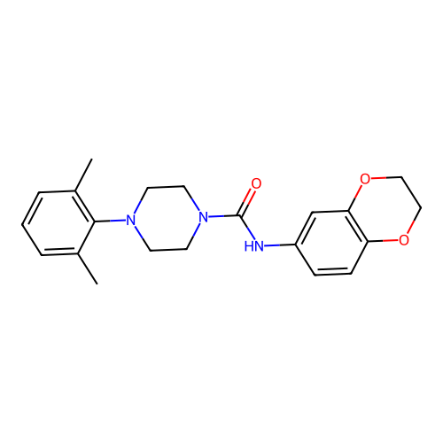 N-(2,3-dihydro-1,4-benzodioxin-6-yl)-4-(2,6-dimethylphenyl)piperazine-1-carboxamide structure