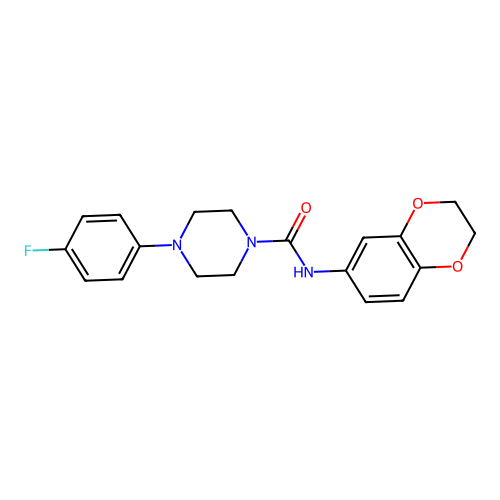 N-(2,3-dihydro-1,4-benzodioxin-6-yl)-4-(4-fluorophenyl)piperazine-1-carboxamide structure