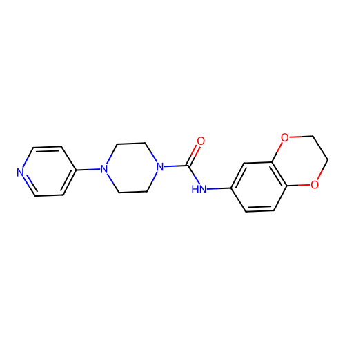 N-(2,3-dihydro-1,4-benzodioxin-6-yl)-4-(4-pyridinyl)tetrahydro-1(2H)-pyrazinecarboxamide structure