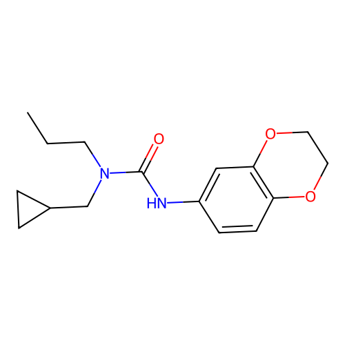 3-(Cyclopropylmethyl)-1-(2,3-dihydro-1,4-benzodioxin-6-yl)-3-propylurea structure