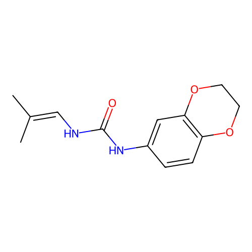N-(2,3-dihydro-1,4-benzodioxin-6-yl)-N'-(2-methyl-1-propenyl)urea structure