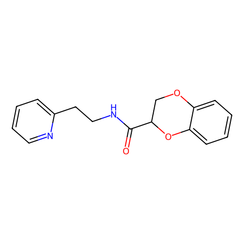 N-[2-(2-pyridinyl)ethyl]-2,3-dihydro-1,4-benzodioxine-2-carboxamide structure