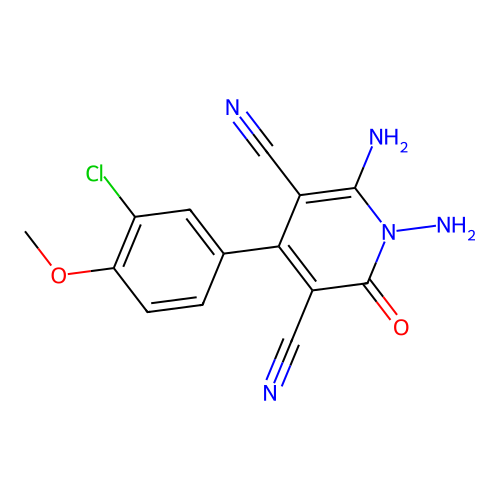1,6-diamino-4-(3-chloro-4-methoxyphenyl)-2-oxo-1,2-dihydro-3,5-pyridinedicarbonitrile structure