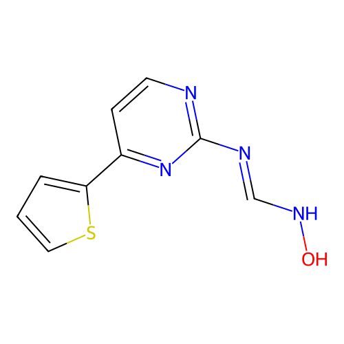 N-hydroxy-N'-(4-thiophen-2-ylpyrimidin-2-yl)methanimidamide structure