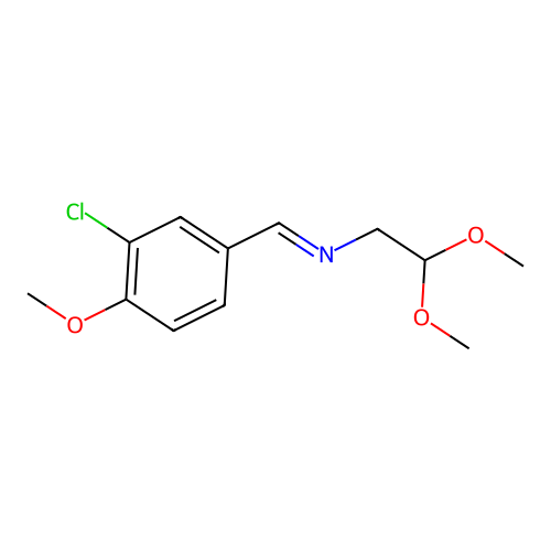 N-[(E)-(3-chloro-4-methoxyphenyl)methylidene]-2,2-dimethoxy-1-ethanamine structure