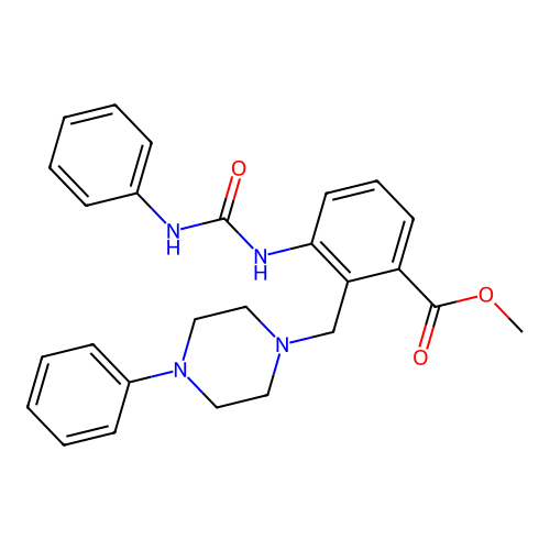 Methyl 3-(phenylcarbamoylamino)-2-[(4-phenylpiperazin-1-yl)methyl]benzoate structure