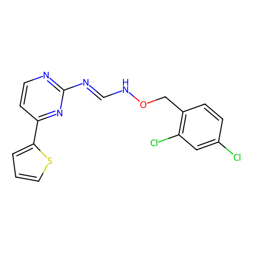 N-[(2,4-dichlorophenyl)methoxy]-N'-(4-thiophen-2-ylpyrimidin-2-yl)methanimidamide structure