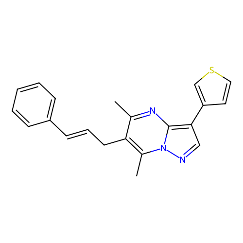 5,7-Dimethyl-6-(3-phenylprop-2-enyl)-3-thiophen-3-ylpyrazolo[1,5-a]pyrimidine structure