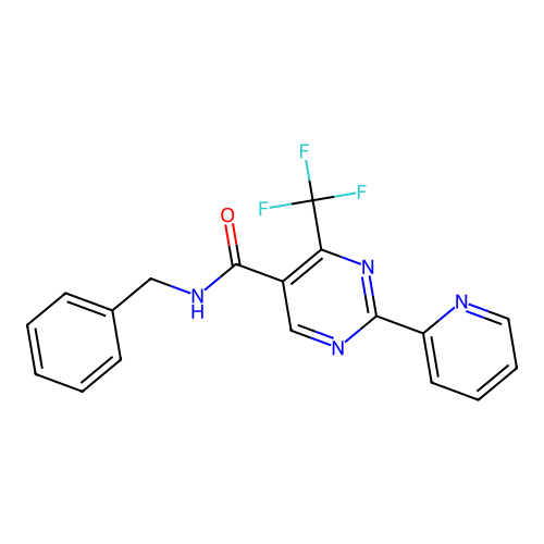 N-benzyl-2-(2-pyridinyl)-4-(trifluoromethyl)-5-pyrimidinecarboxamide structure