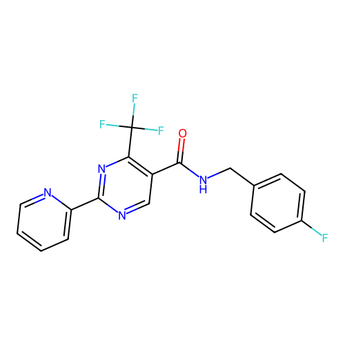 N-(4-fluorobenzyl)-2-(2-pyridinyl)-4-(trifluoromethyl)-5-pyrimidinecarboxamide structure