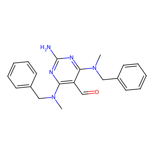 2-Amino-4,6-bis[benzyl(methyl)amino]pyrimidine-5-carbaldehyde structure