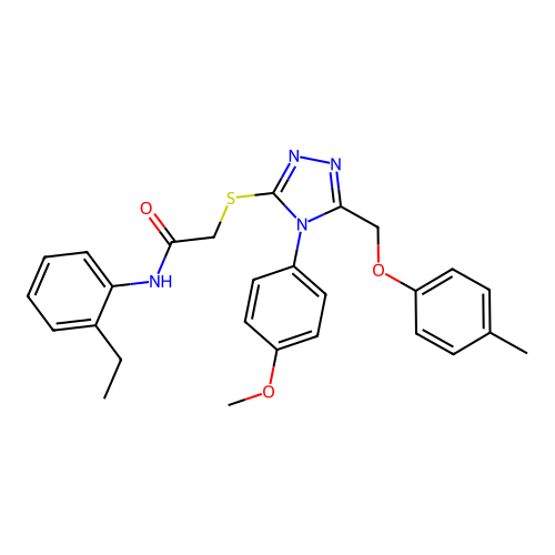 N-(2-ethylphenyl)-2-((4-(4-methoxyphenyl)-5-((p-tolyloxy)methyl)-4H-1,2,4-triazol-3-yl)thio)acetamide structure