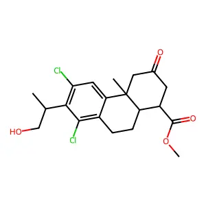 1-Phenanthrenecarboxylic acid, 6,8-dichloro-1,2,3,4,4a,9,10,10a-octahydro-7-(2-hydroxy-1-methylethyl)-1,4a-dimethyl-3-oxo- structure
