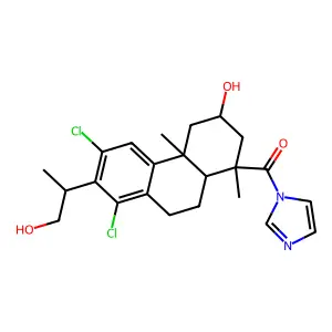 1H-Imidazole, 1-((6,8-dichloro-1,2,3,4,4a,9,10,10a-octahydro-3-hydroxy-7-     (2-hydroxy-1-methylethyl)-1,4a-dimethyl-1-phenanthrenyl)carbonyl)- structure