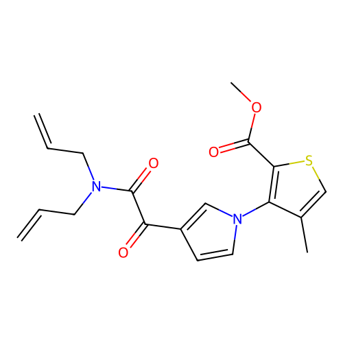 methyl 3-{3-[2-(diallylamino)-2-oxoacetyl]-1H-pyrrol-1-yl}-4-methyl-2-thiophenecarboxylate structure