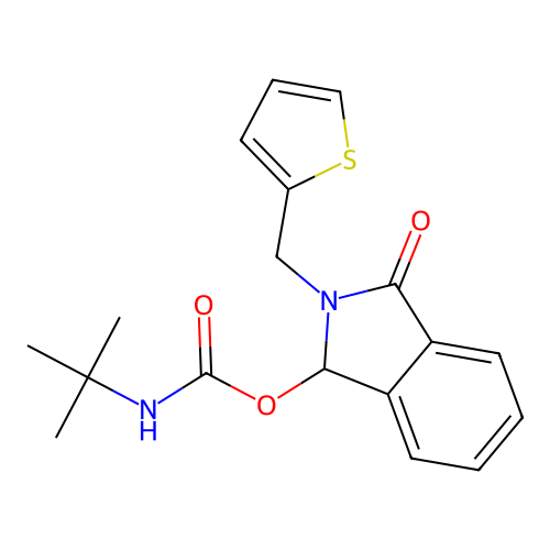 3-oxo-2-(2-thienylmethyl)-2,3-dihydro-1H-isoindol-1-yl N-(tert-butyl)carbamate structure