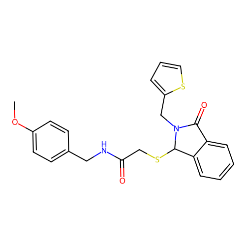 N-(4-methoxybenzyl)-2-{[3-oxo-2-(2-thienylmethyl)-2,3-dihydro-1H-isoindol-1-yl]sulfanyl}acetamide structure