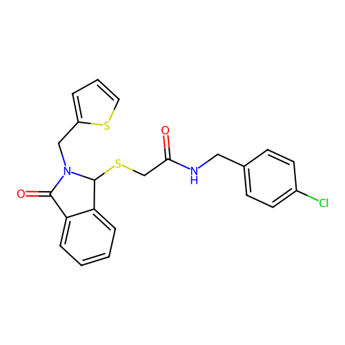 N-(4-chlorobenzyl)-2-{[3-oxo-2-(2-thienylmethyl)-2,3-dihydro-1H-isoindol-1-yl]sulfanyl}acetamide structure