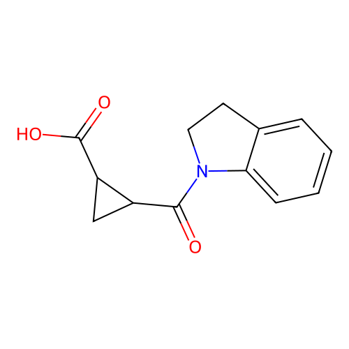 2-(2,3-dihydro-1H-indol-1-ylcarbonyl)cyclopropanecarboxylic acid structure